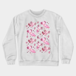 Kawaii Axolotl Pastel Pattern Crewneck Sweatshirt